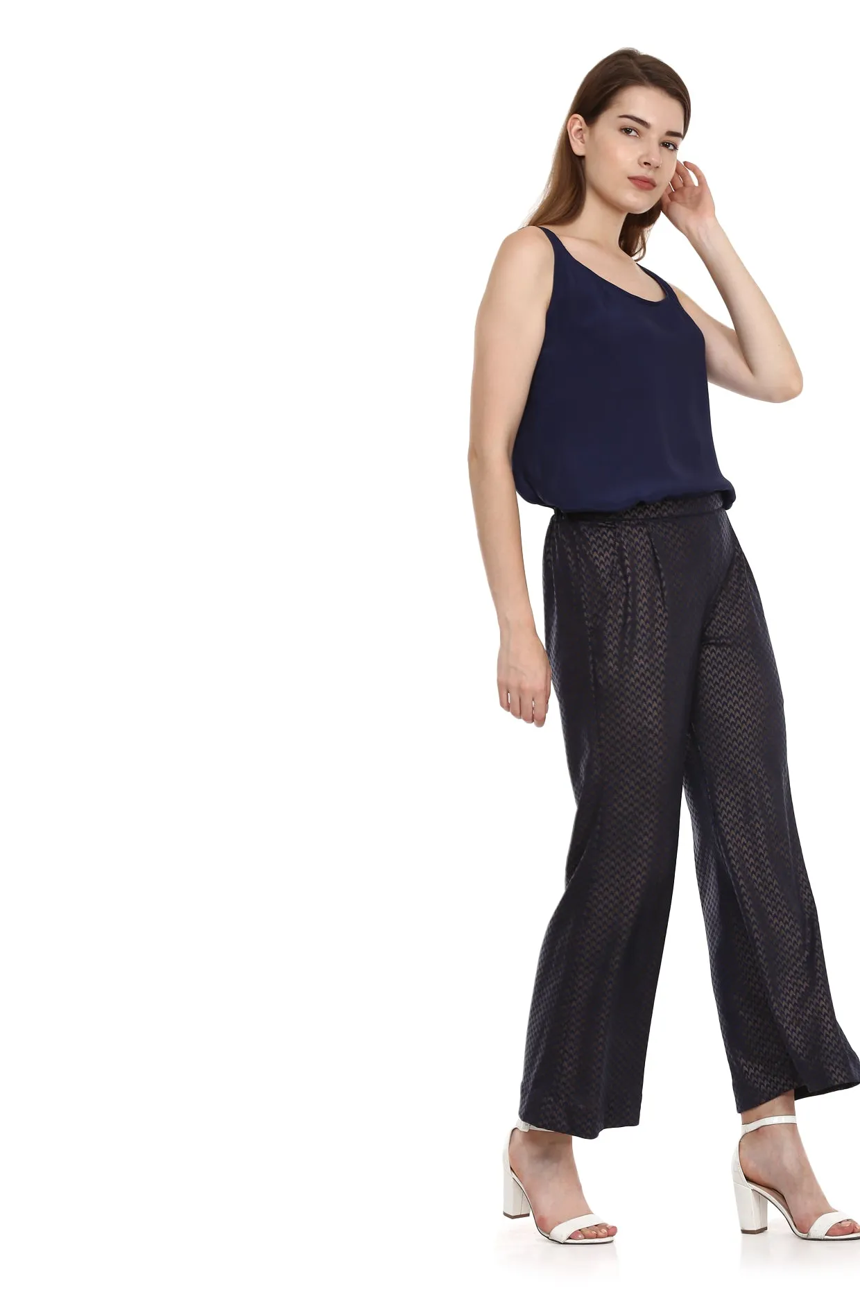 Blue Herringbone Pants
