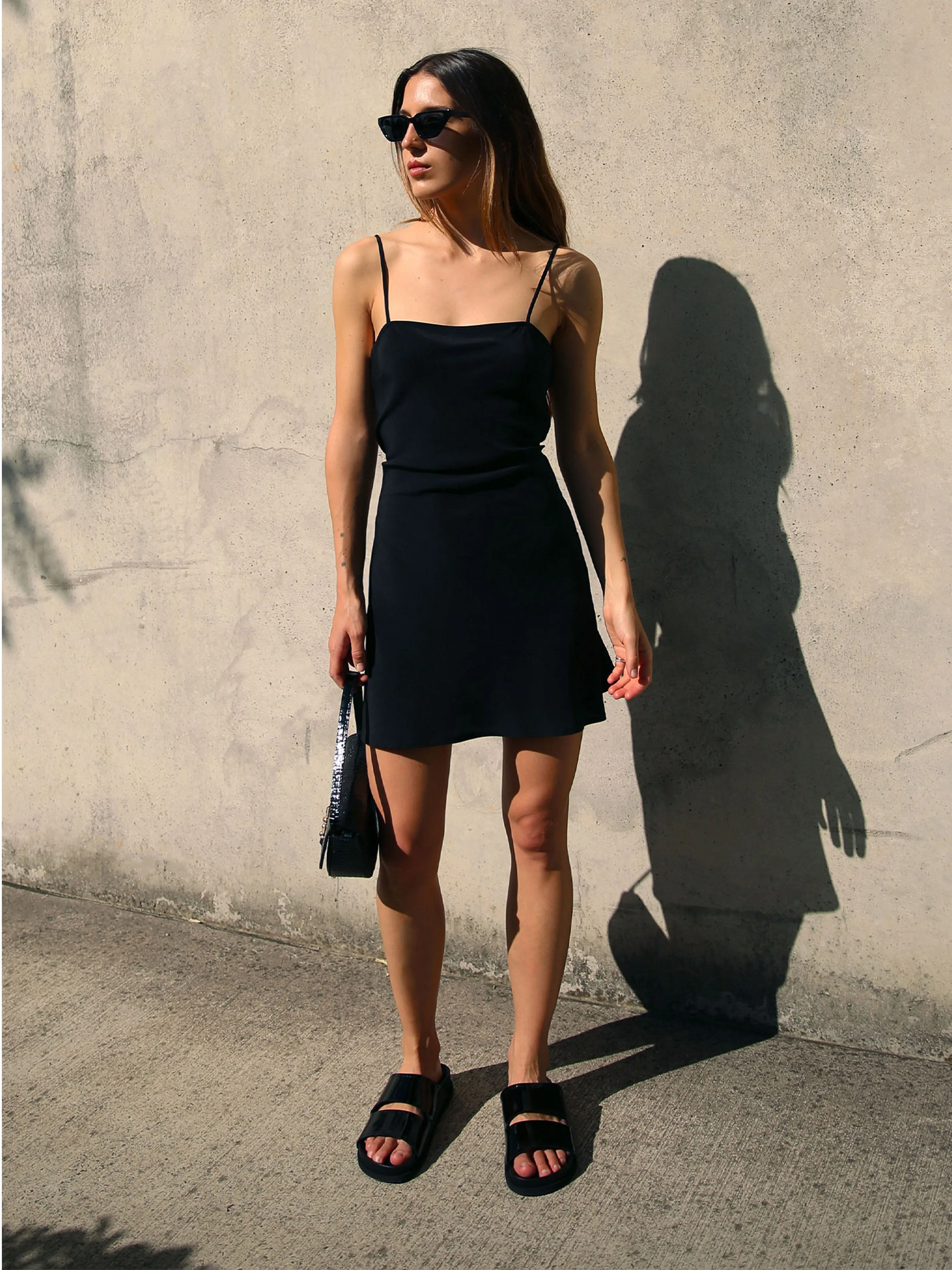 Olga Joan Mini Silk Slip Black