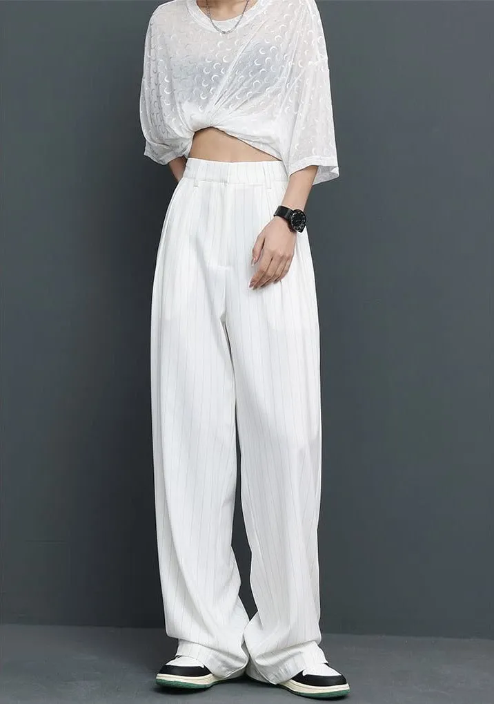 Wide Leg Pinstripe Pants